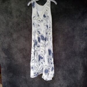 Lands Downunder Italy Oyster Dress Boho LINEN Artsy Abstract Coastal‎ Sz.S